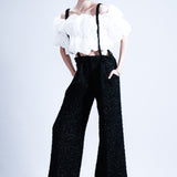 2way tweed tuck pants