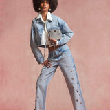 Flower Bijou Straight Denim