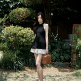 Halter Frill Peplum Knit Tops