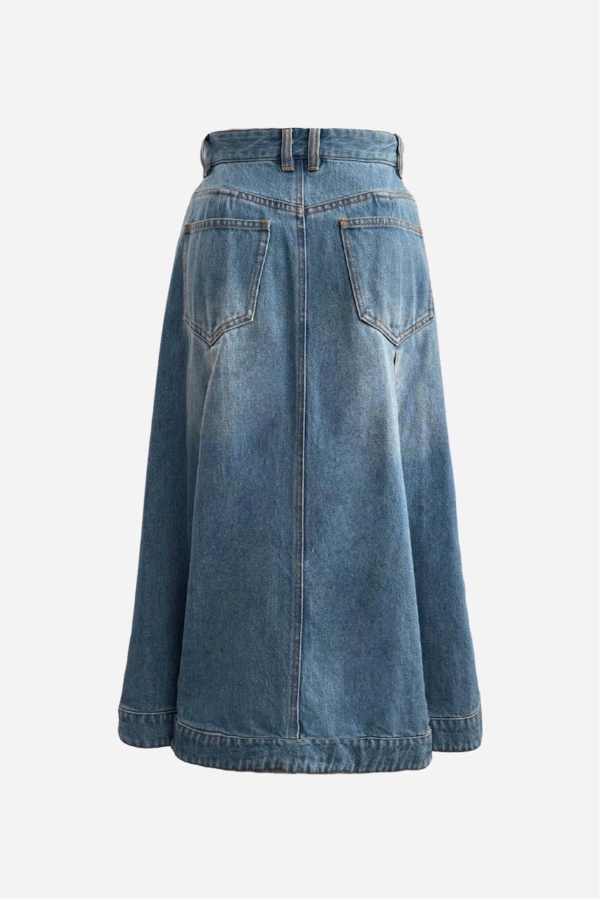 box pleated denim skirt. – shéller / シェリエ box pleated denim skirt. – shéller / シェリエ