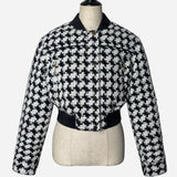leather combination tweed blouson