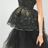 flower lace glitter peplum tops