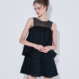 sheer x tweed ruffle mini dress