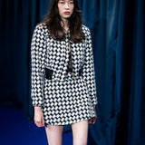 leather combination tweed skort