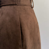 Suede Front-Belt Culottes