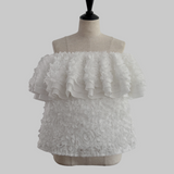 3D flower ruffle tops