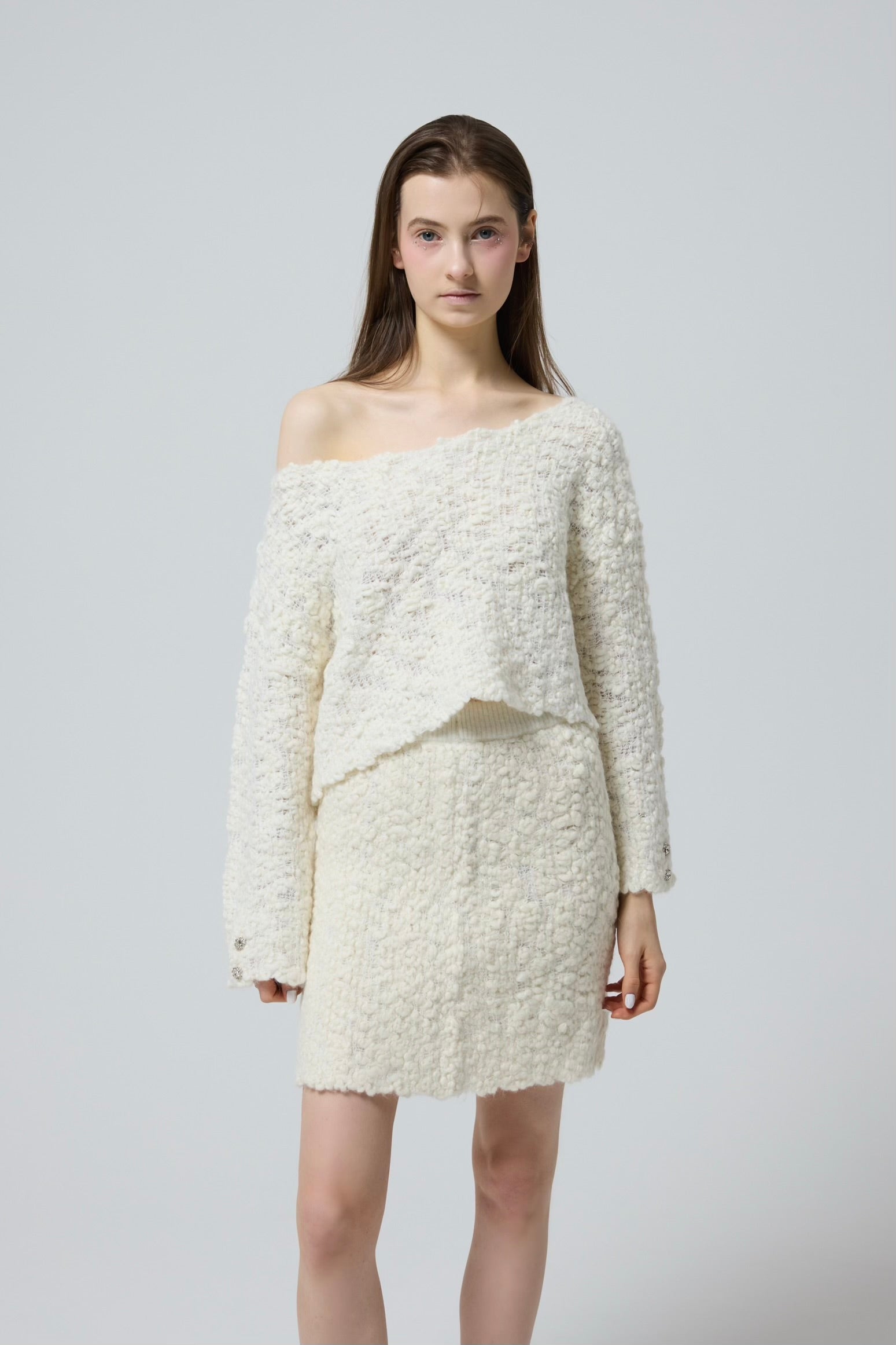 bijou button bubble cropped knit – shéller / シェリエ