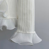 Wave Pleated Ruffle Knit Top