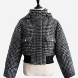4way shiny tweed padded jacket