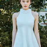 Halter Frill Peplum Knit Tops
