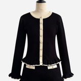 【4月上旬】Gold Button Frill Knit Set up