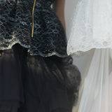 flower lace glitter peplum tops
