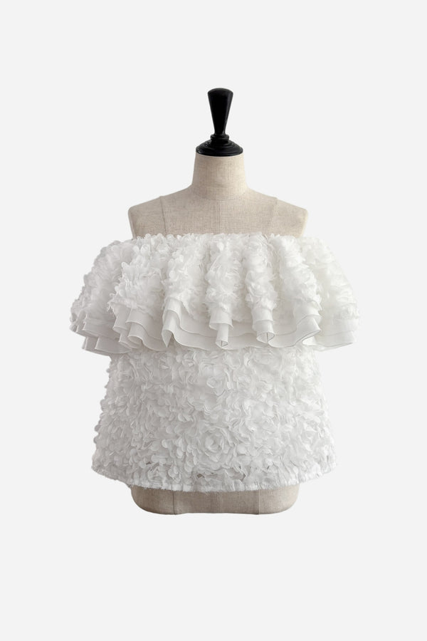 3D flower ruffle tops
