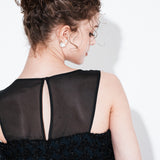 sheer x tweed ruffle mini dress