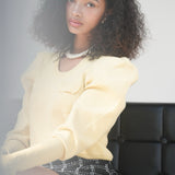 sh power shoulder knit tops
