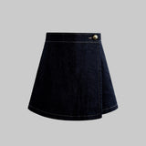 OKAYAMA Gold Button Denim Wrap Culottes