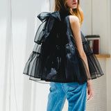 Back Ribbon Organdy Tops