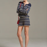 Gold Button Frill Knit Set up