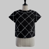 BACK ZIP diamond check tops