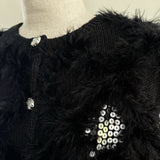 feather fur cardigan