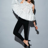 Dot organdy flare tops