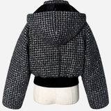 4way shiny tweed padded down jacket