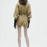 Suede-Like Drawstring Jacket