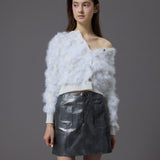 silver leather mini skirt