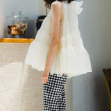 Back Ribbon Organdy Tops