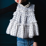 Dot organdy flare tops