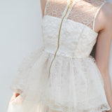 flower lace glitter peplum tops