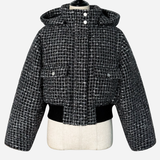 4way shiny tweed padded down jacket