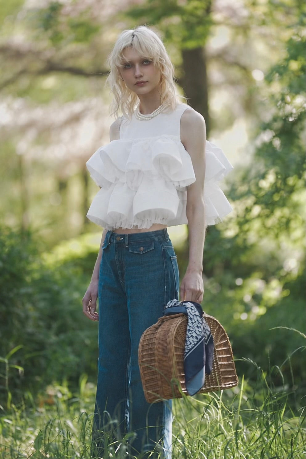 Bloom Gingham Tops / Bloom Cotton Lace Tops – shéller / シェリエ