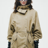 Suede-Like Drawstring Jacket