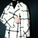 big check BISHU pure wool coat