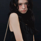 sleeve less ribbon slit knit