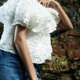 3D flower ruffle tops