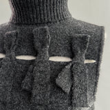 sleeve less ribbon slit knit