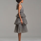 Tiered Tulle Back Ribbon Dress