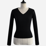 Basic Long Sleeve V Neck Knit