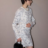 Speckled side ribbon knit