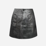 [Regular product] silver leather mini skirt