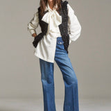 flower spangle tweed gilet