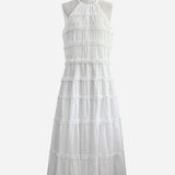 2way lace stripe long dress