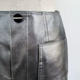 silver leather mini skirt