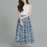 Check Pleats Ruffle Skirt