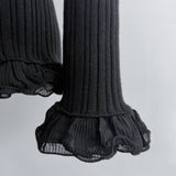 Wave Pleated Ruffle Knit Top