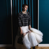 check jacquard cocoon sleeve jacket
