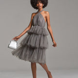 Tiered Tulle Back Ribbon Dress