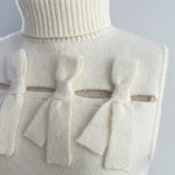 sleeve less ribbon slit knit